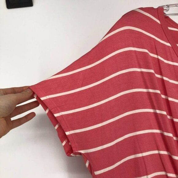 NWT White Birch (Solver Icing) coral white striped knot front drape  t-shirt M - Picture 6 of 12